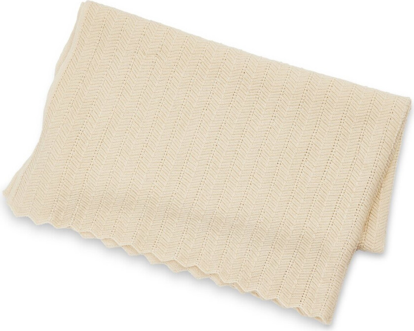 - Baby Blanket Fishbone Merino Wool Off. White