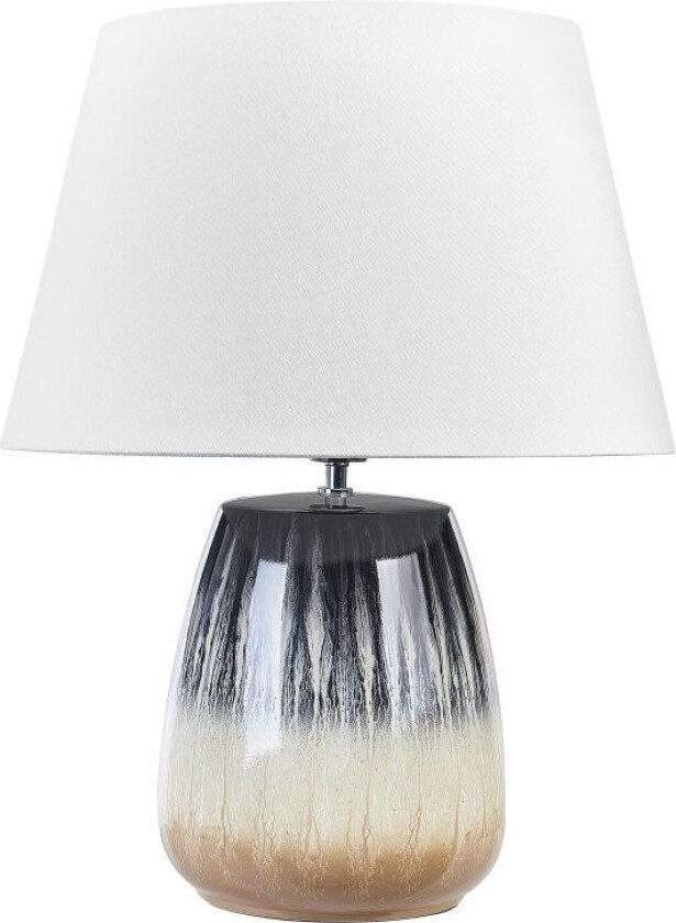 Bordlampe Grå Beige Keramikk 63 cm Hvit kjegleskjerm Belysning Moderne Nattlampe Nattbord Stue Soverom
