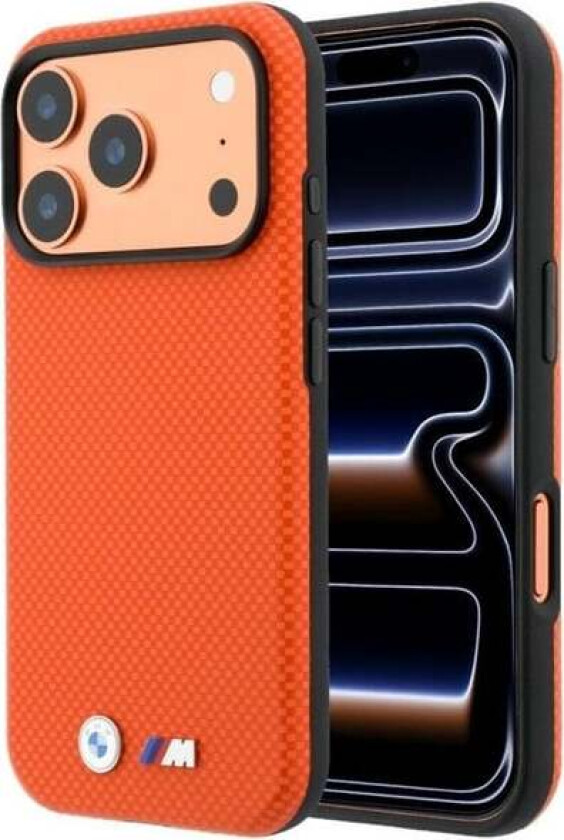 M Quadrille Kevlar Metal Logo MagSafe Case for iPhone 17 Pro Max / 18 Pro Max - Orange