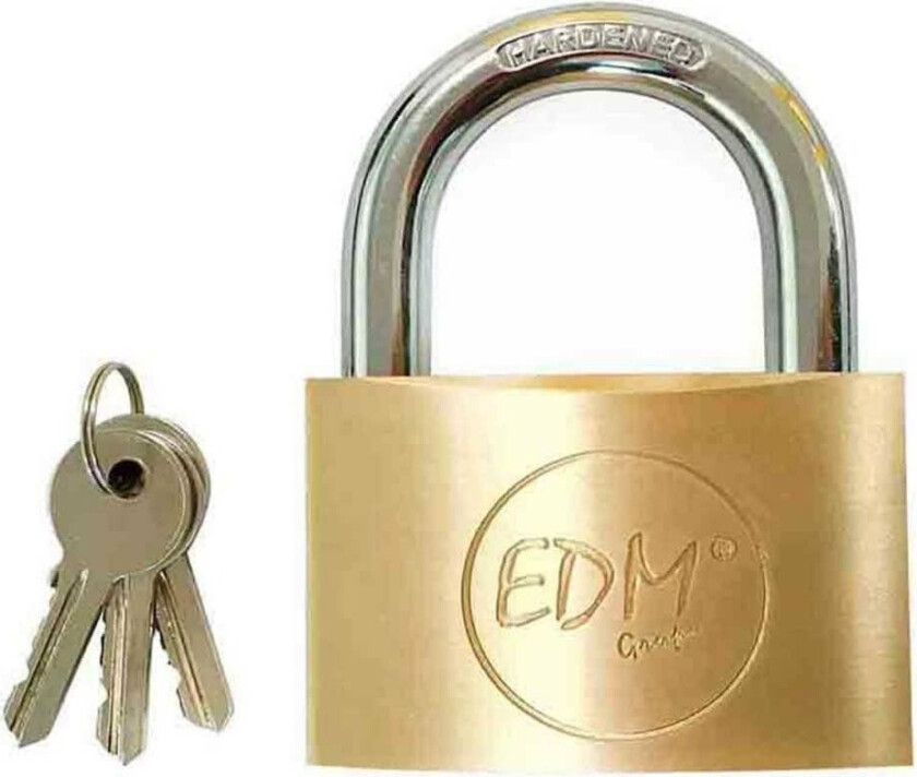 Hengelås med nøkkel EDM Messing normal (7 x 3,65 cm)