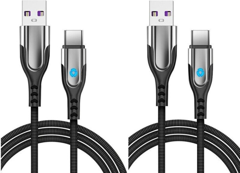 2 pakke Type-C til USB-kabel 3.1A hurtiglading / datasynkronisering 1 m Sort