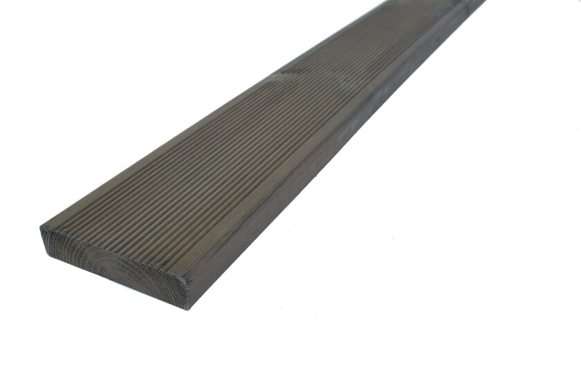 Terrassebord royalimpregnert grå furu Uno rillet 28x120 mm