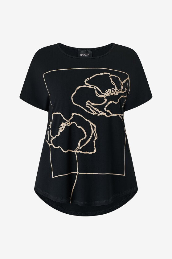 T-skjorte GGitte T-shirt with print - Svart