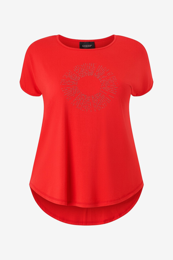 T-skjorte GGitte T-shirt with stones - Rød