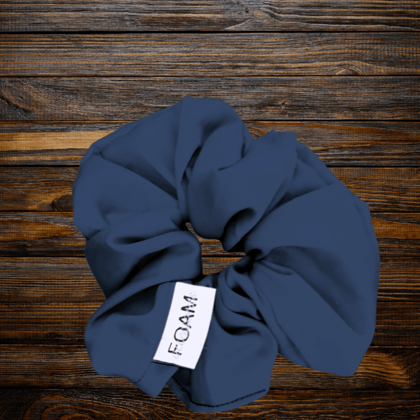 Foam Satinhårsnodd Satin Scrunchie Hårsnodd I Satin - Dark Blue Sky