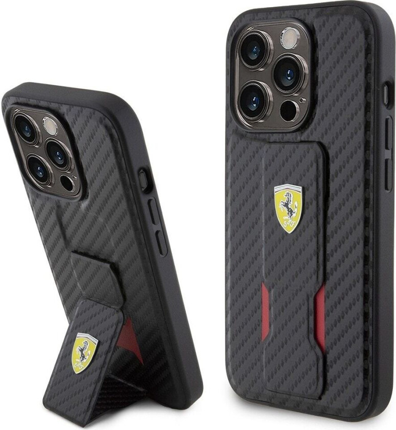 Ferrari iPhone 15 Pro Max Deksel Grip Stand Function Svart