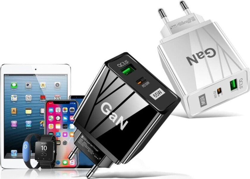 Veggadapter hurtiglader USB & USB-C