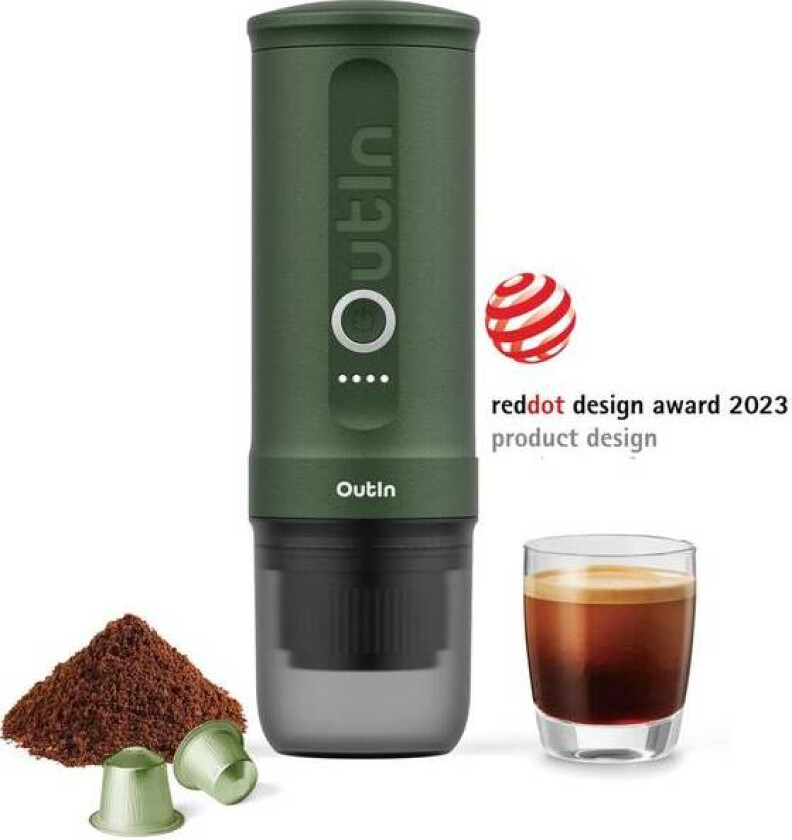 Outin Skogs Grønn Portabel Oppladbar Espresso Kaffemaskin A000002