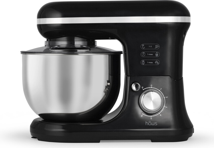 Hâws - Kitchen Machine, 5 Liters Bowl, 6 Speeds, 3 hooks, Black, 1200W