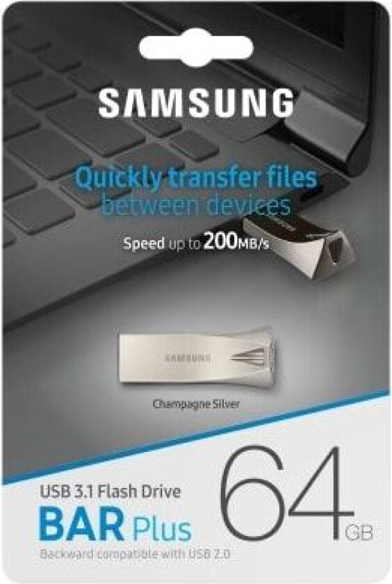 Bar Plus Usb 3.1 Flash Drive 64gb - Minnepenn - Champagne Silver