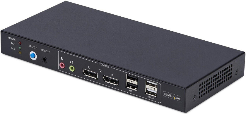 2-Port Dual-Monitor DP KVM Switch w/Video Matrix, 4K 60Hz - KVM / lyd / USB-svitsj - 2 x KVM/lyd/USB - 1 lokalbruker - stasjonær - TAA-samsvar