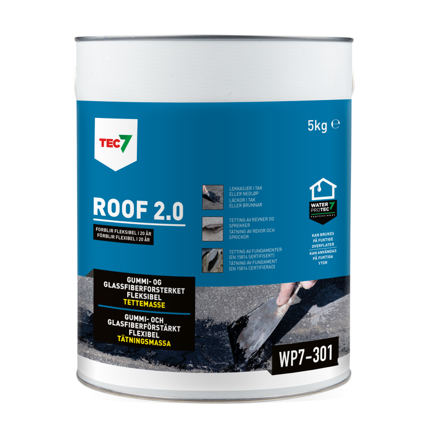 TEC7 Roof 2.0 Gummiasfalt for reparasjon av tak 5 kg
