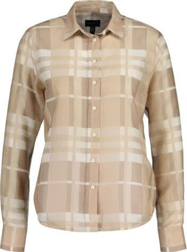 Regular Fit Cotton Silk Check Shirt - Concrete Beige 40