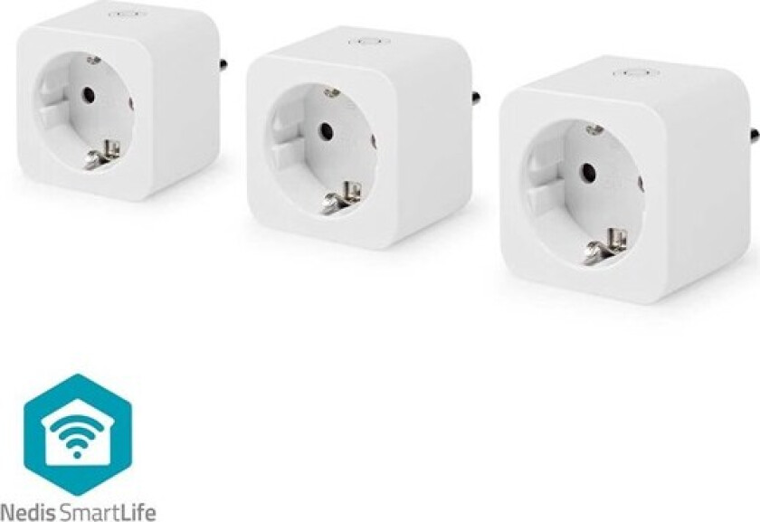 Nedis SmartLife Smart Plug 3-pack Wi-Fi Strömmätare 3680 W