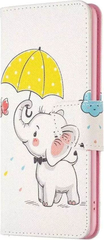 iPhone 14 Pro Max Flip Deksel med Kortholder - Søt Elefant