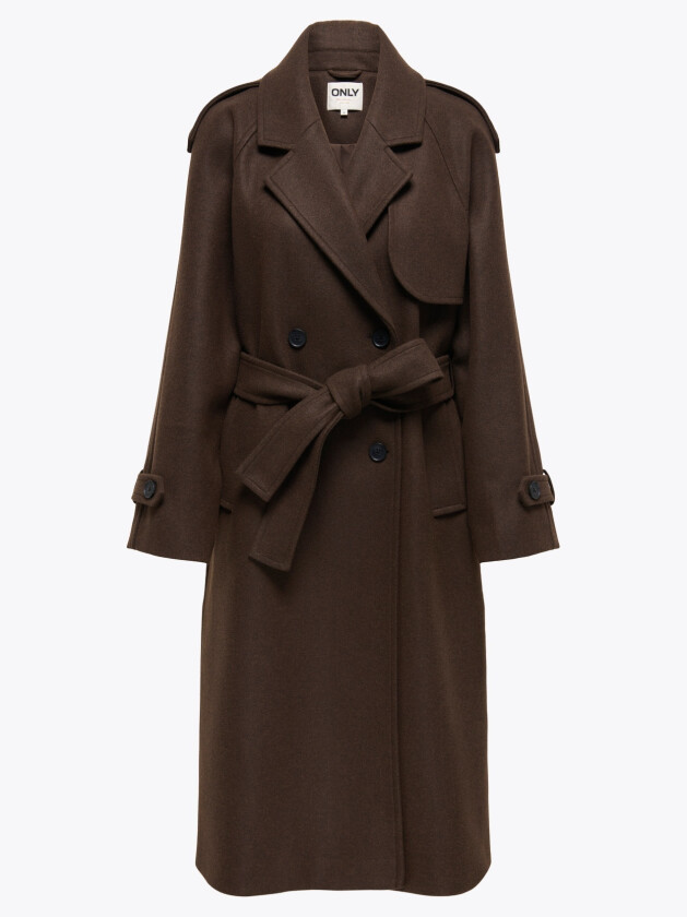 Dear-Trillion Long Belt Coat - Brun - Dame - Jakker - Høstjakker