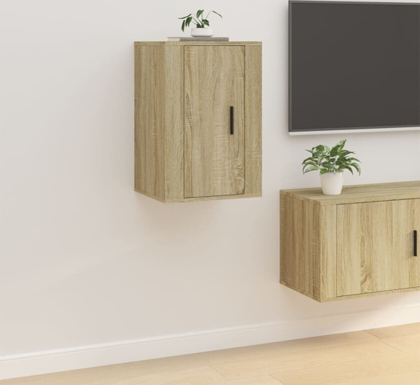 Vegghengt TV-benk sonoma eik 40x34,5x60 cm