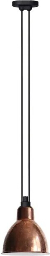 - 322 L Pendel Rund Rå Kobber/Hvit Lampe Gras