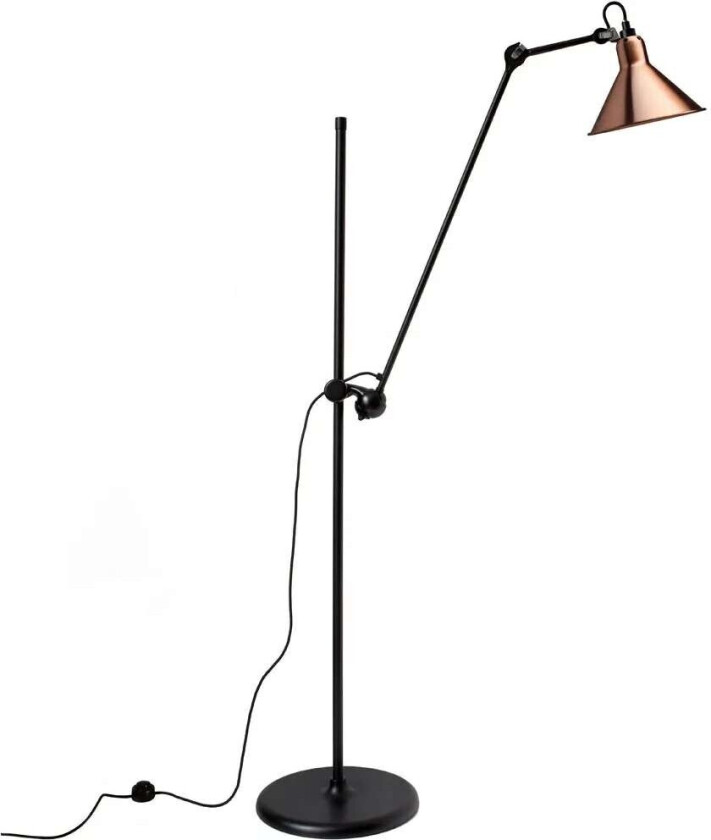 - 215 Golvlampe Svart/Kobber/Hvit Lampe Gras