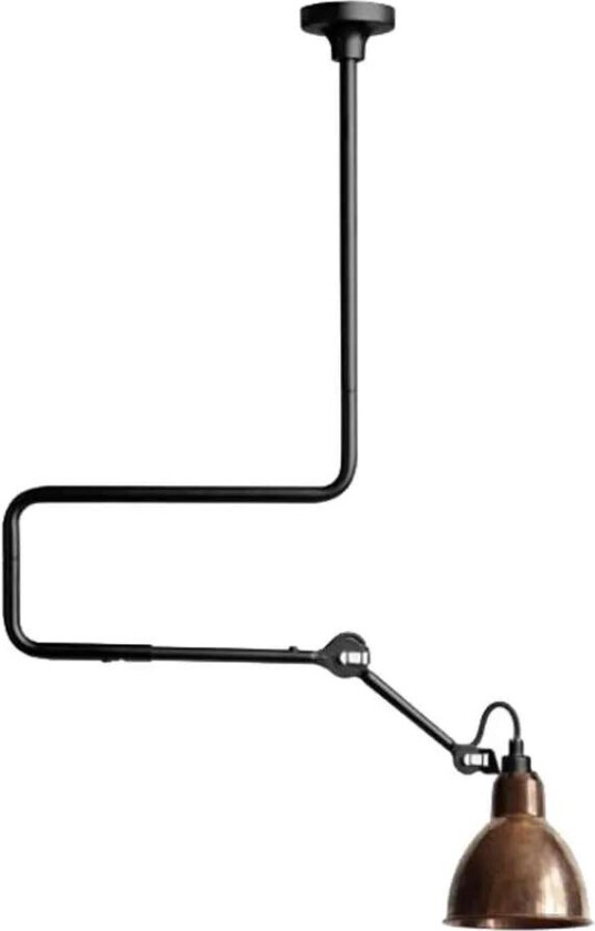 - 312 Taklampe Svart/Raw Kobber/Hvit Lampe Gras