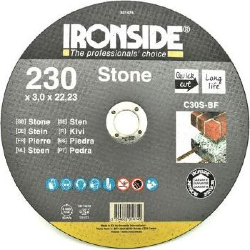 201474 Kappeskive stein, 230 x 3,0 x 22 mm