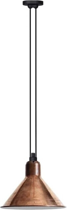 - 322 L Pendel Konisk Rå Kobber/Hvit Lampe Gras