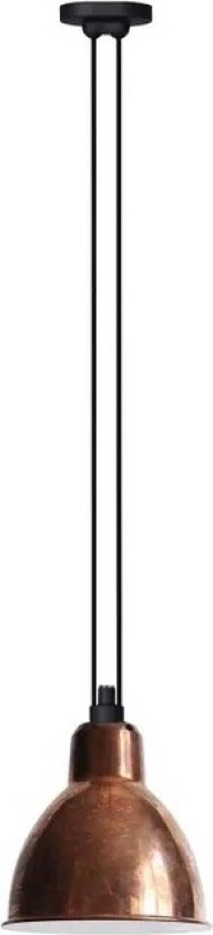 - 322 XL Pendel Rund Rå Kobber/Hvit Lampe Gras