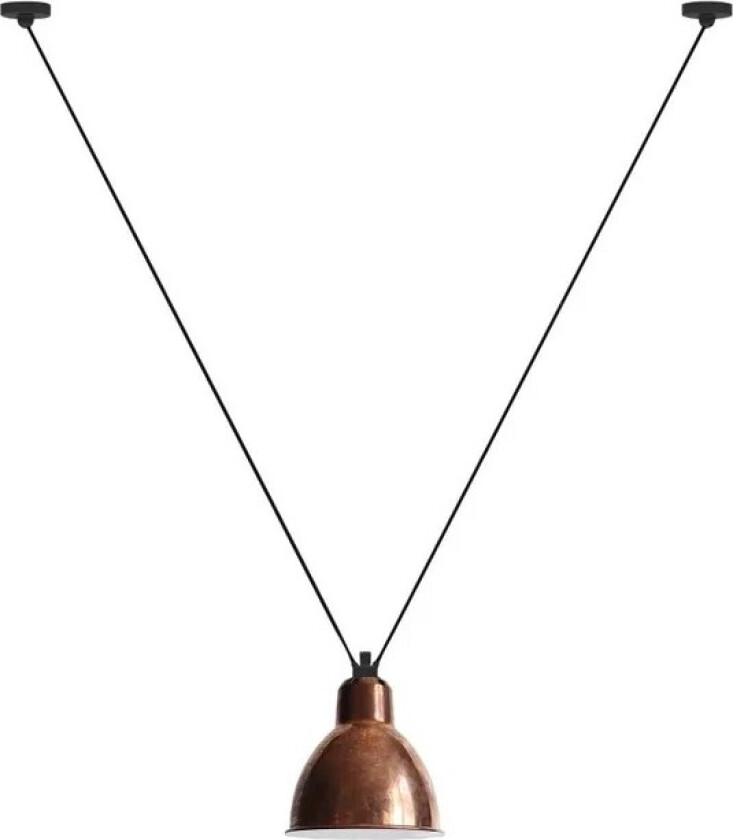 - 323 XL Pendel Rund Rå Kobber/Hvit Lampe Gras