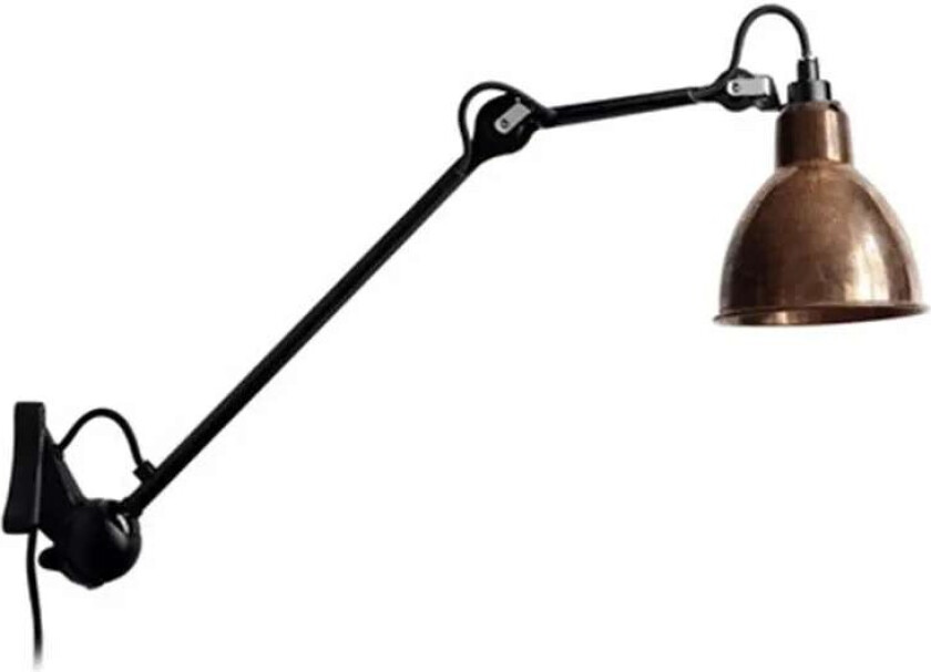 - 222 Vegglampe Svart/Raw Kobber/Hvit Lampe Gras