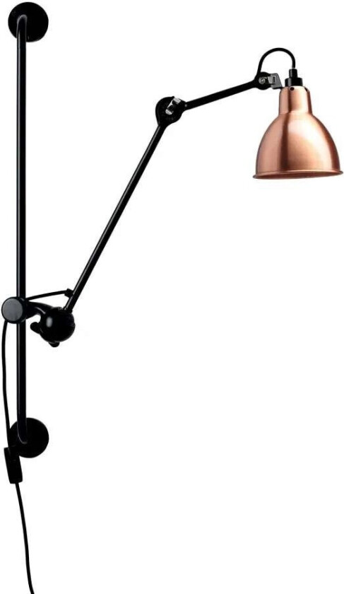 - 210 Vegglampe Svart/Kobber/Hvit Lampe Gras
