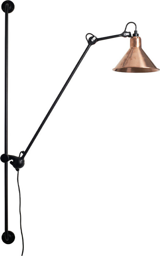 - 214 Vegglampe Svart/Raw Kobber/Hvit Lampe Gras
