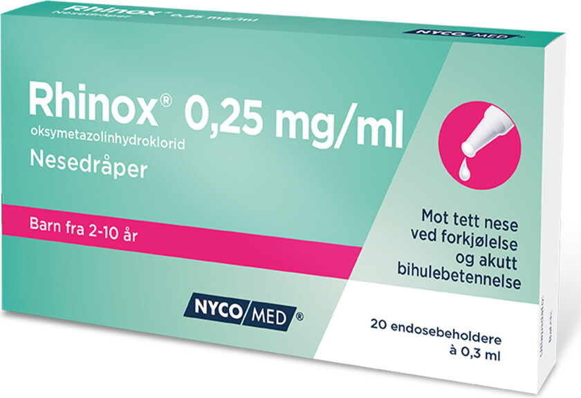 Nesedråper 0,25mg/ml, 20 x 0.3 ml.