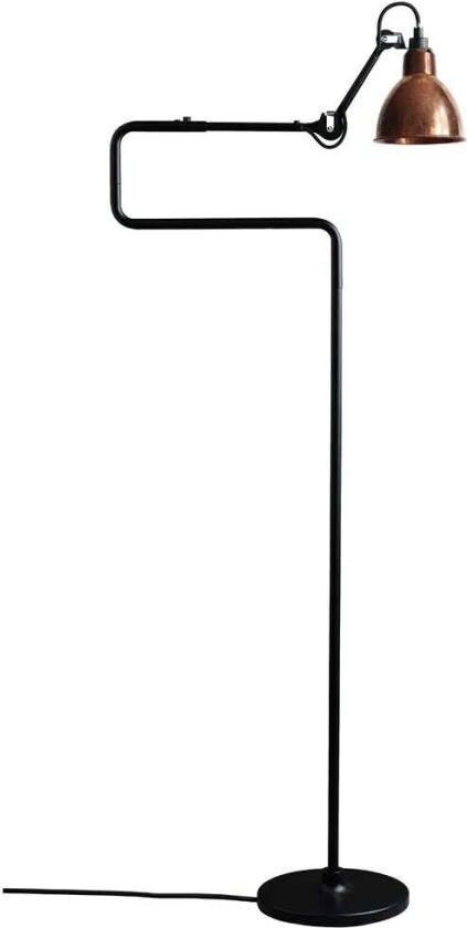 - 411 Golvlampe Svart/Raw Kobber Lampe Gras