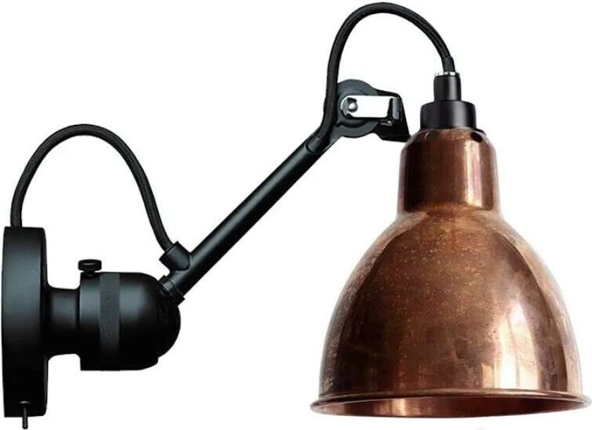 - 304SW Vegglampe Svart/Raw Kobber Lampe Gras