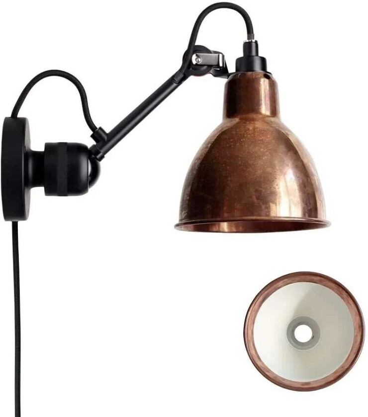 - 304CA Vegglampe Raw Copper/White Lampe Gras