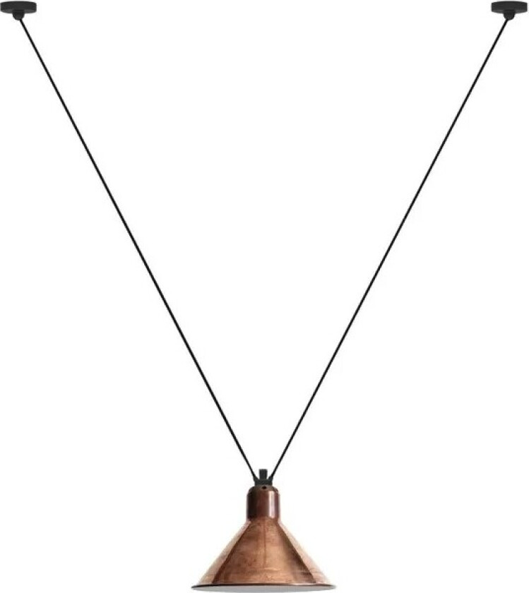 - 323 L Pendel Konisk Rå Kobber/Hvit Lampe Gras