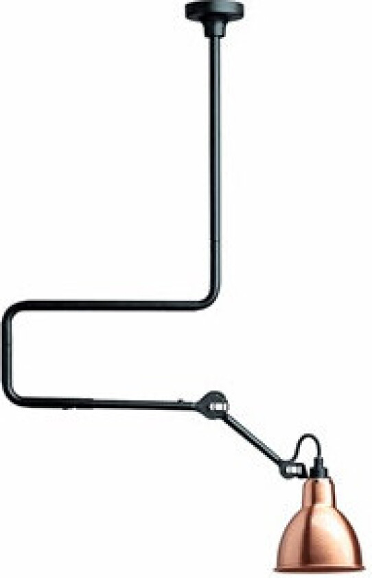 - 312 Taklampe Svart/Kobber Lampe Gras