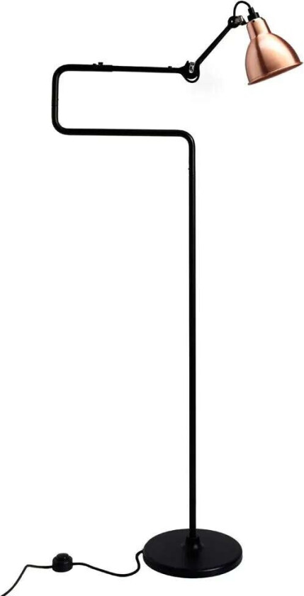 - 411 Golvlampe Svart/Kobber/Hvit Lampe Gras