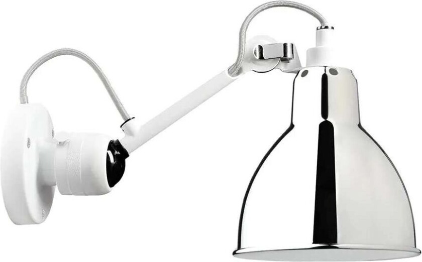 - 304 Vegglampe Hvit/Krom Lampe Gras