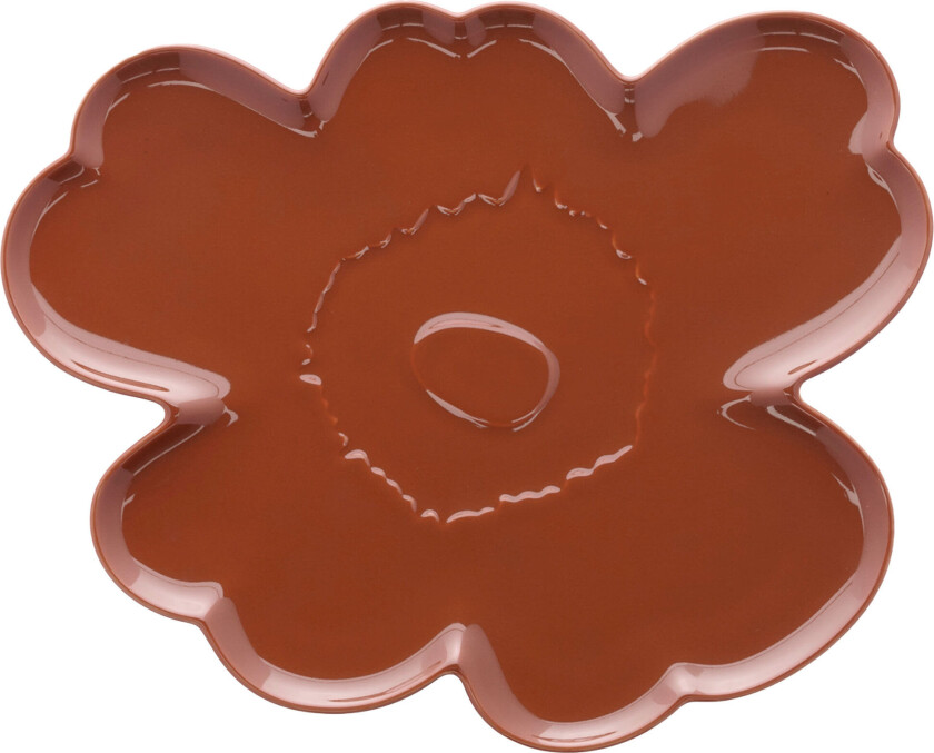 Unikko-formet serveringstallerken 32 cm, kastanjebrun