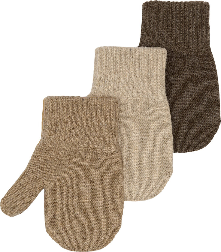 Votter - Ull - 3-pack - Beige Melange-Melange Denver-B - - 0-2 år (50-92) - Votter