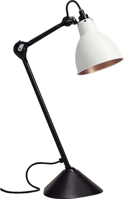 - 205 Bordlampe Svart/Hvit/Kobber Lampe Gras