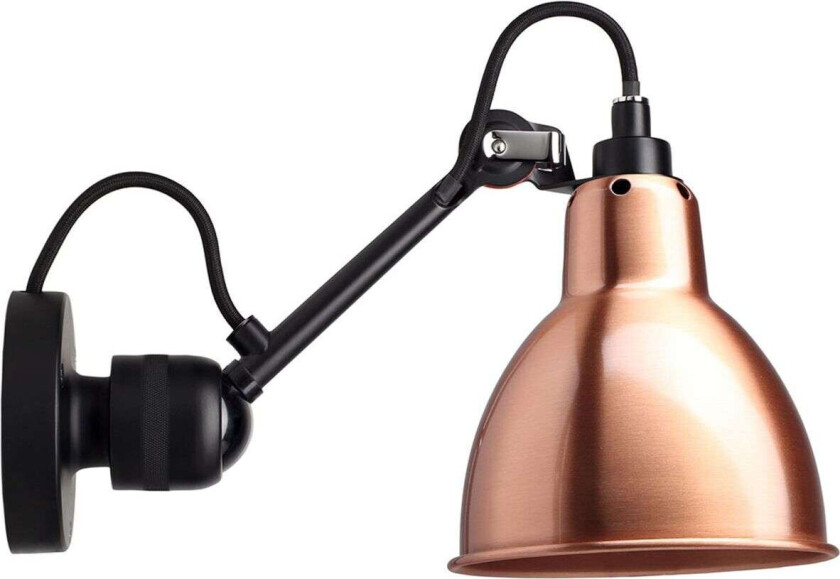 - 304 Vegglampe Svart/Kobber Lampe Gras