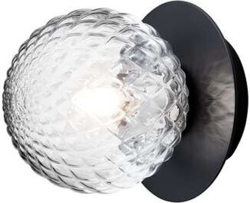 - Liila 1 Small Vegg-/Taklampe IP44 Black/Optic Clear