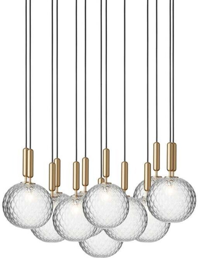 Bilde av - Miira 13 Large Chandelier Brass/Optic Clear