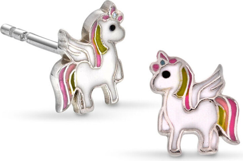 Bilde av , Øredobber til barn i sølv med unicorn