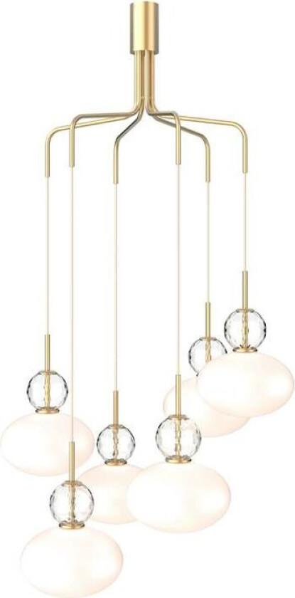 - Rizzatto Cluster 6 Lysekrone Satin Brass/Opal