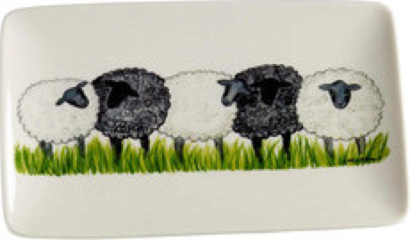 Asjett/serveringsfat med håndtegnet motiv Sau 1-pk