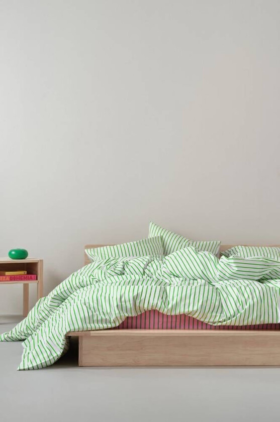 SIMA sengesett dobbeltseng økologisk Hvit/gressgrønn