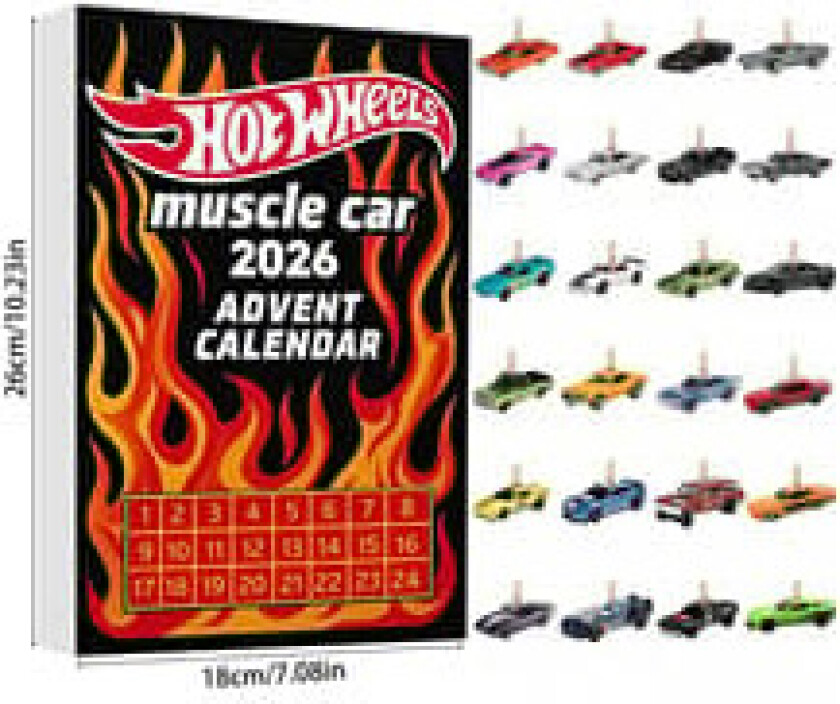 Bilde av Hot Wheels Muscle Cars 2026 Julekalender 24 dager med lekebiler